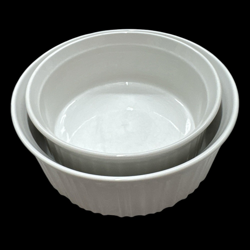Corning Ware French White Set 2 Round Baking Dishes 1.5 QT & 2.5 QT